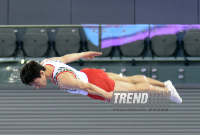 Bakıda batut gimnastikası üzrə FIG Dünya Kubokunun ilk yarış günü start götürüb. Azərbaycan, 5 mart, 2016